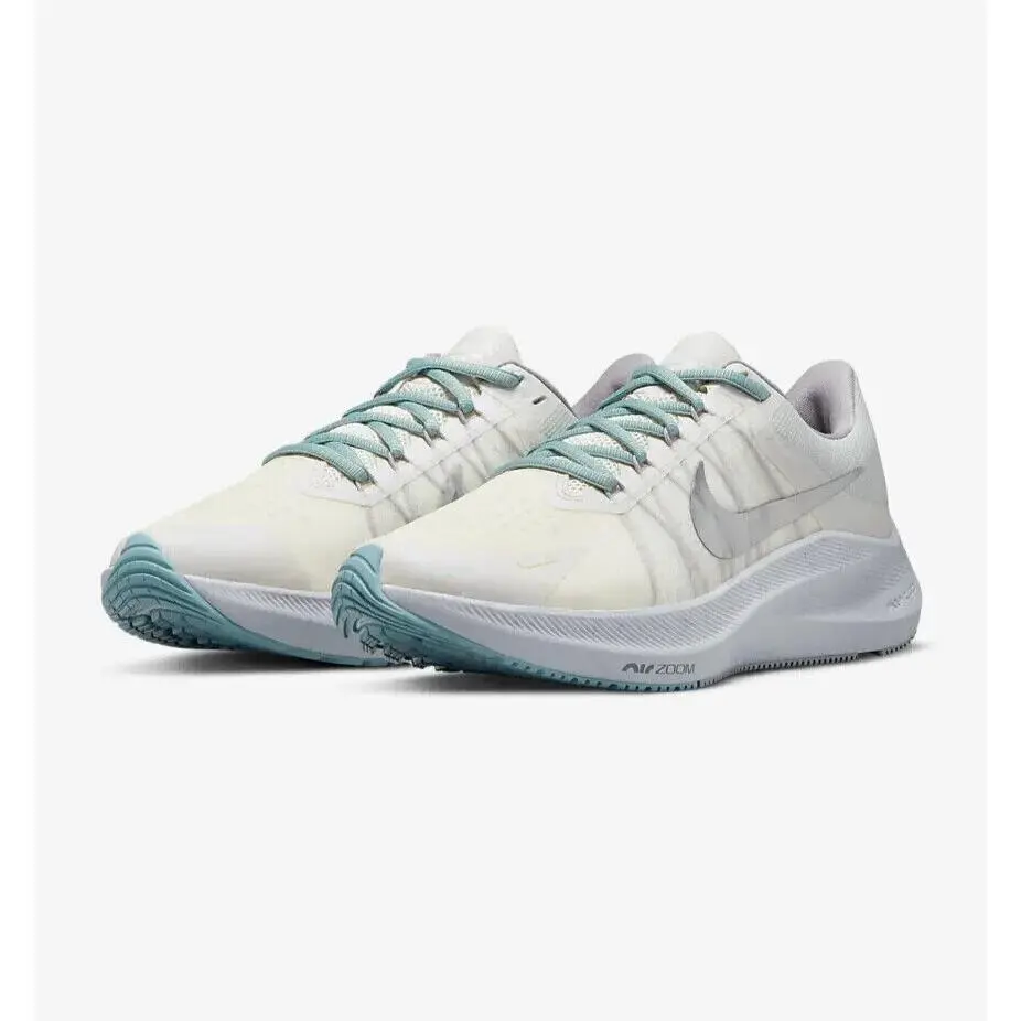 Nike Winflo 8 Premium Womens Size 9.5 White Grey Blue Running DA3056 002