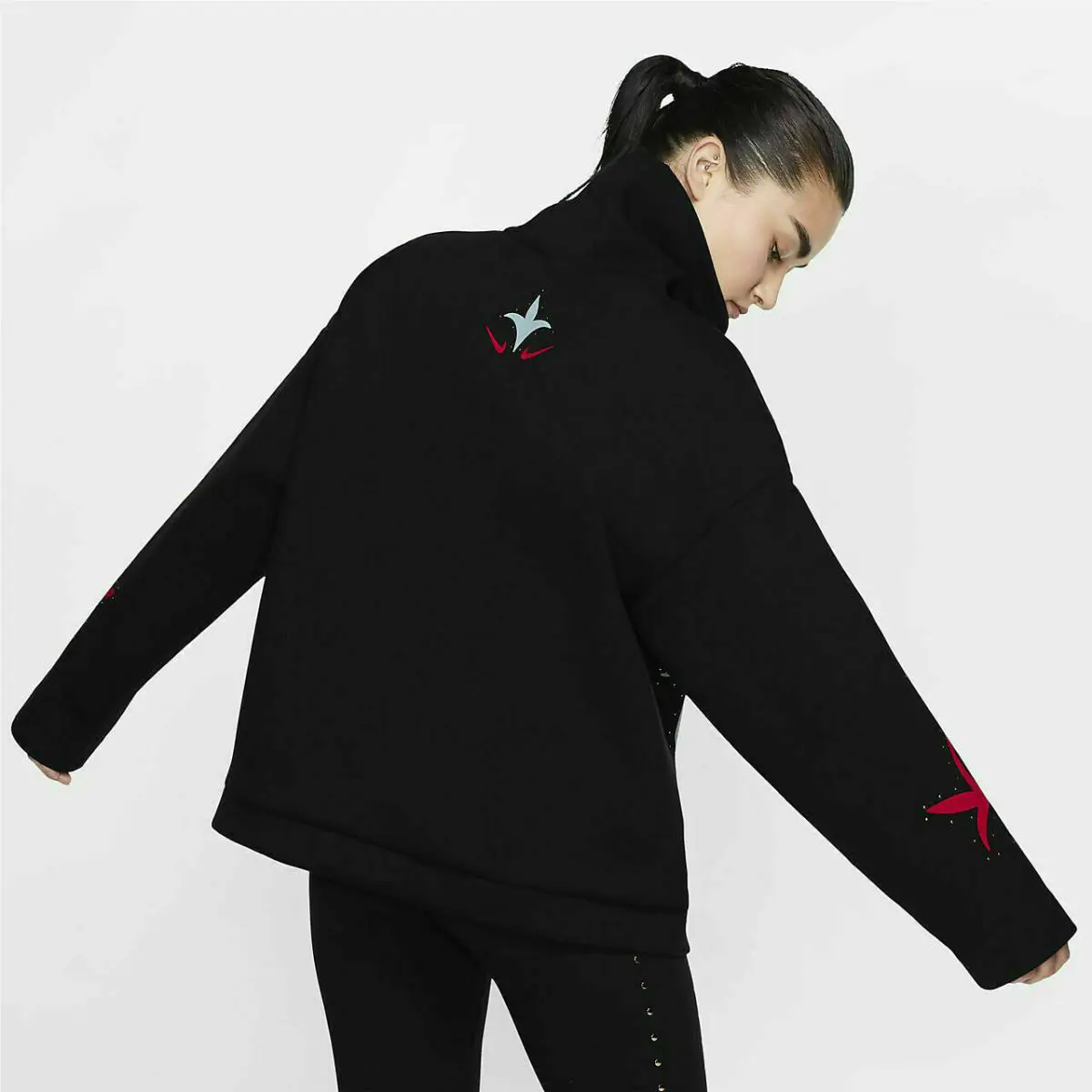 Nike clothing - Nike Boutique Floral Funnel Neck - BV4536 010 - Black & (Multi Color) 2