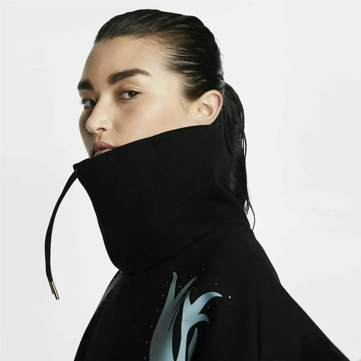 Nike clothing - Nike Boutique Floral Funnel Neck - BV4536 010 - Black & (Multi Color) 4