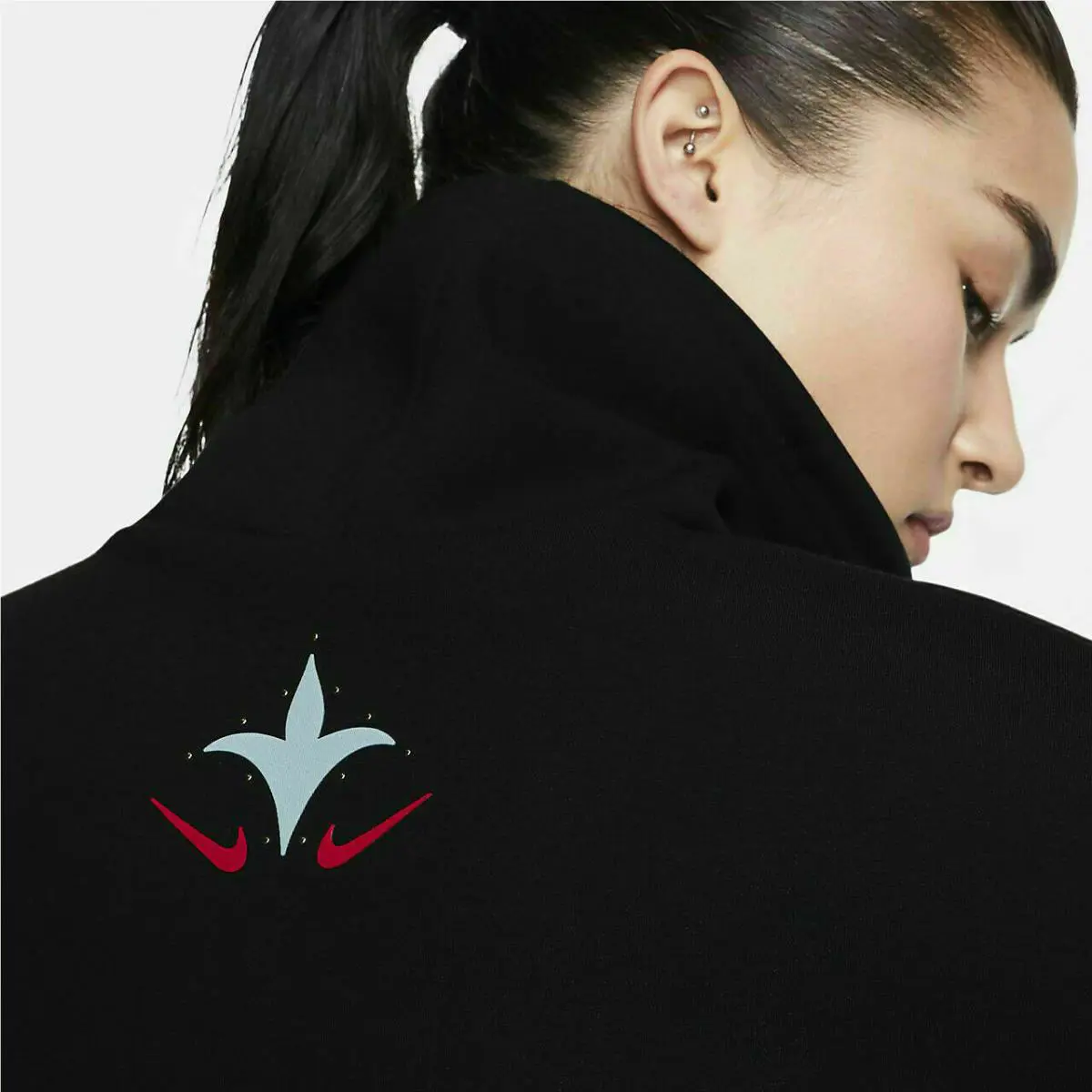 Nike clothing - Nike Boutique Floral Funnel Neck - BV4536 010 - Black & (Multi Color) 3