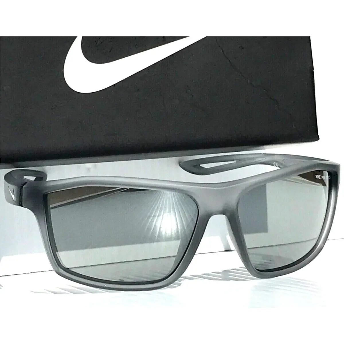 Nike Legend S Matte Cool Grey Frame Silver Mirror Lens Sunglass EV1061 001 - Frame: Grey, Lens: Silver
