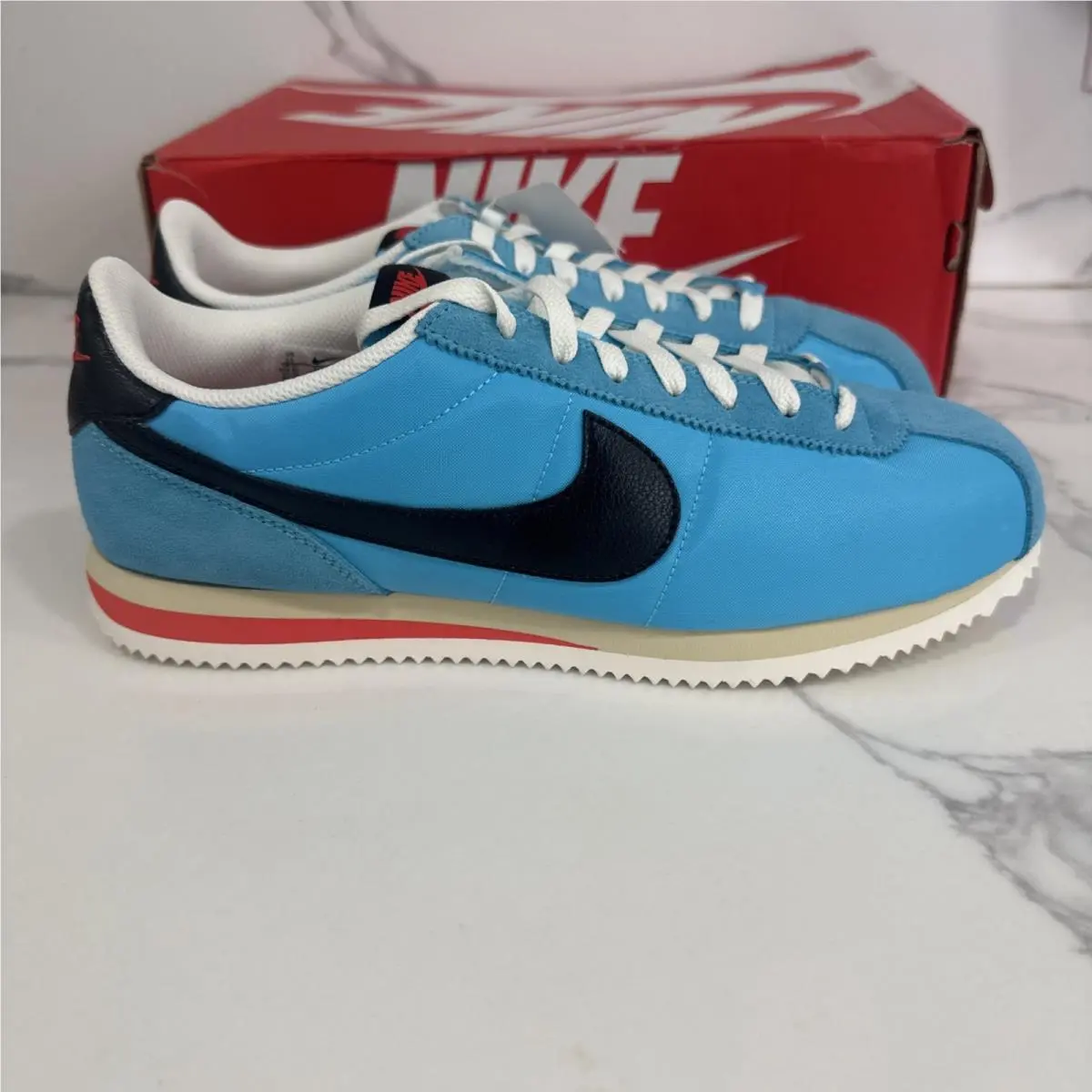 Nike Cortez Txt Baltic Blue Black Men`s Size 10 Casual Lifestyle Shoe HF0263-401 - Blue