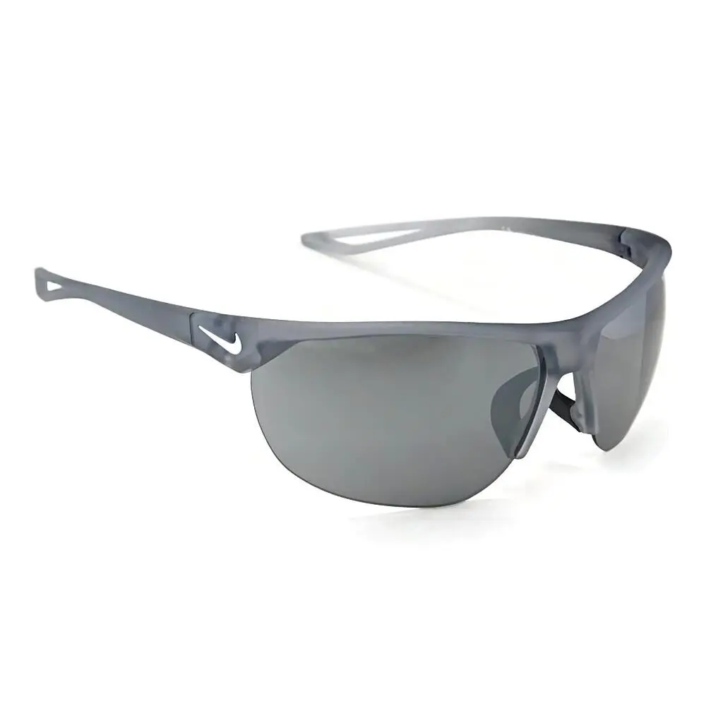 Nike Cross Trainer Sunglasses EV0937 010 Matte Gray / Gray Silver Flash - Frame: Matte Wolf Gray / White Logo, Lens: Gray Silver Flash