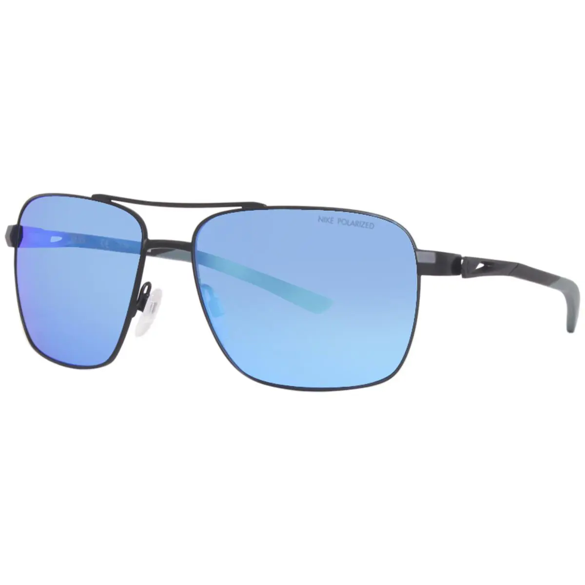 Nike Club Premier-p DQ0920 011 Sunglasses Satin Black Polarized Blue Mirror Lens - Frame: Black, Lens: Blue