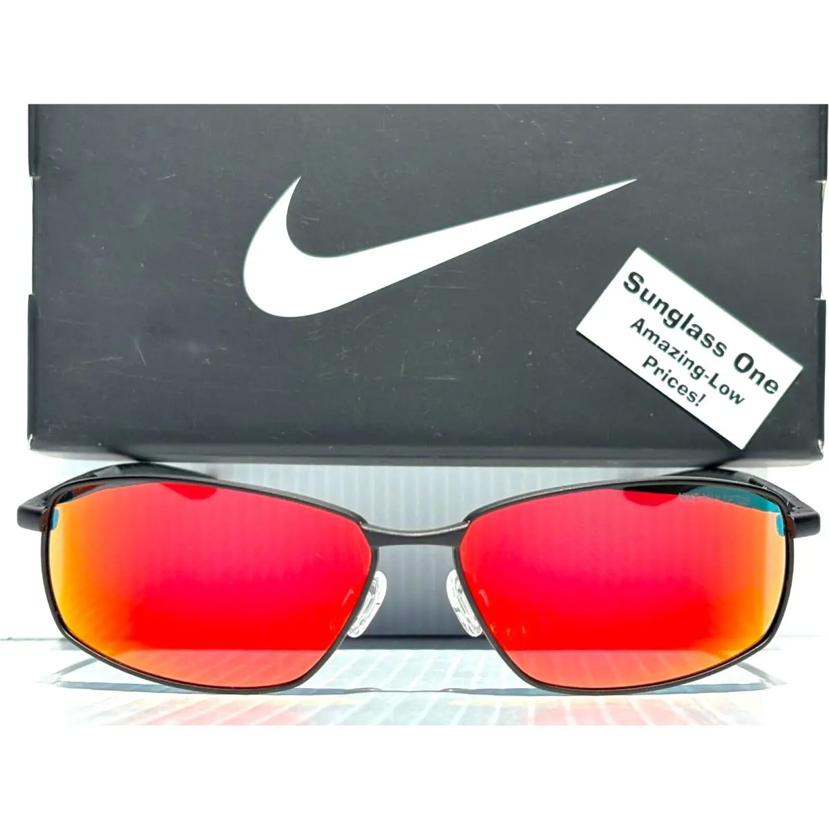 Nike DQ0927 011 Pivot Six M Black Sunglasses with Red Mirror Lenses