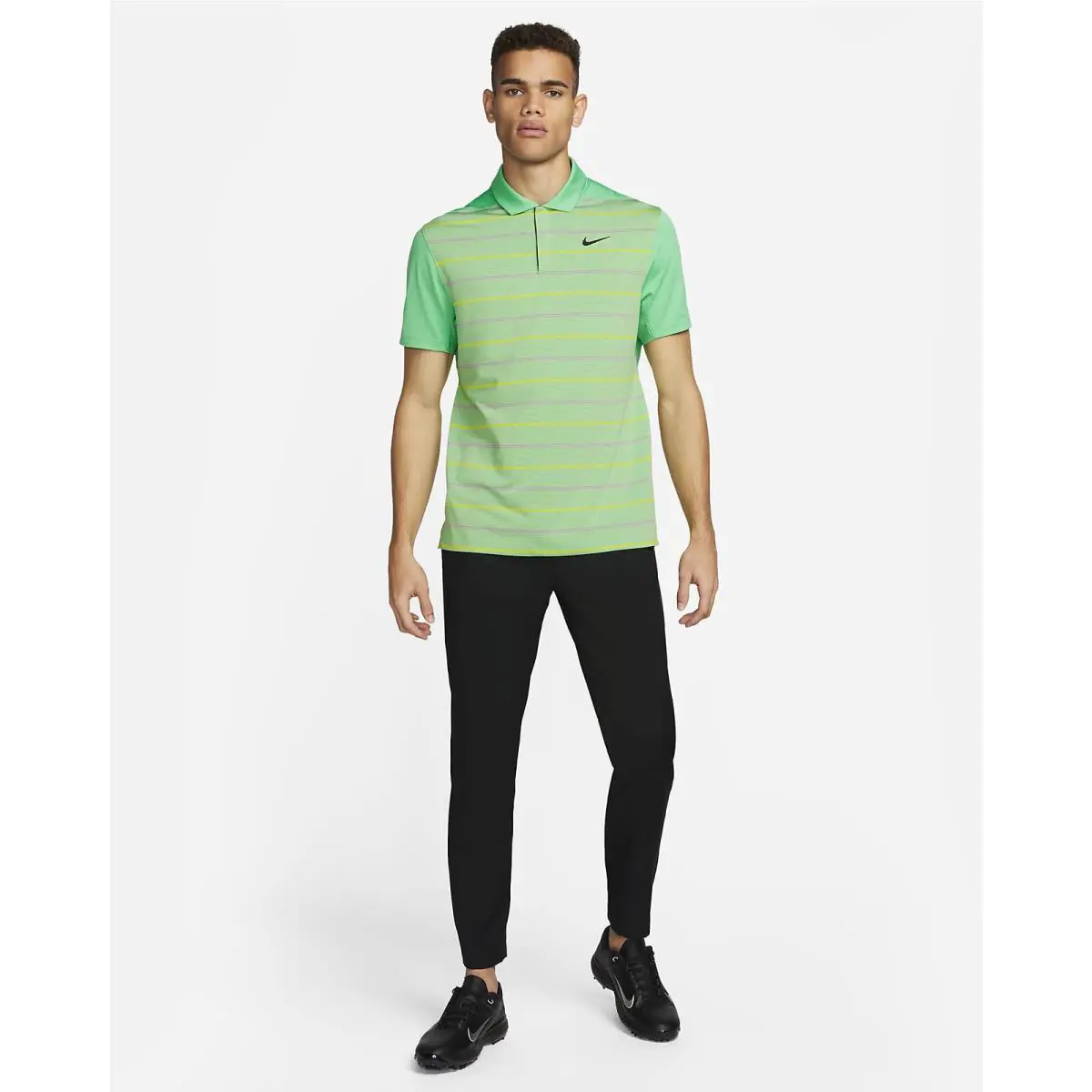 Nike clothing - TW Collection Stripped Polo - Collection Stripped Polo - DR5318363 - Spring Green / Ashen Slate / Bright Cactus Yellow / Black 8