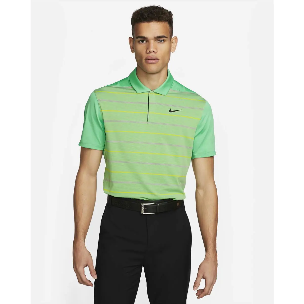 Nike clothing - TW Collection Stripped Polo - Collection Stripped Polo - DR5318363 - Spring Green / Ashen Slate / Bright Cactus Yellow / Black 6