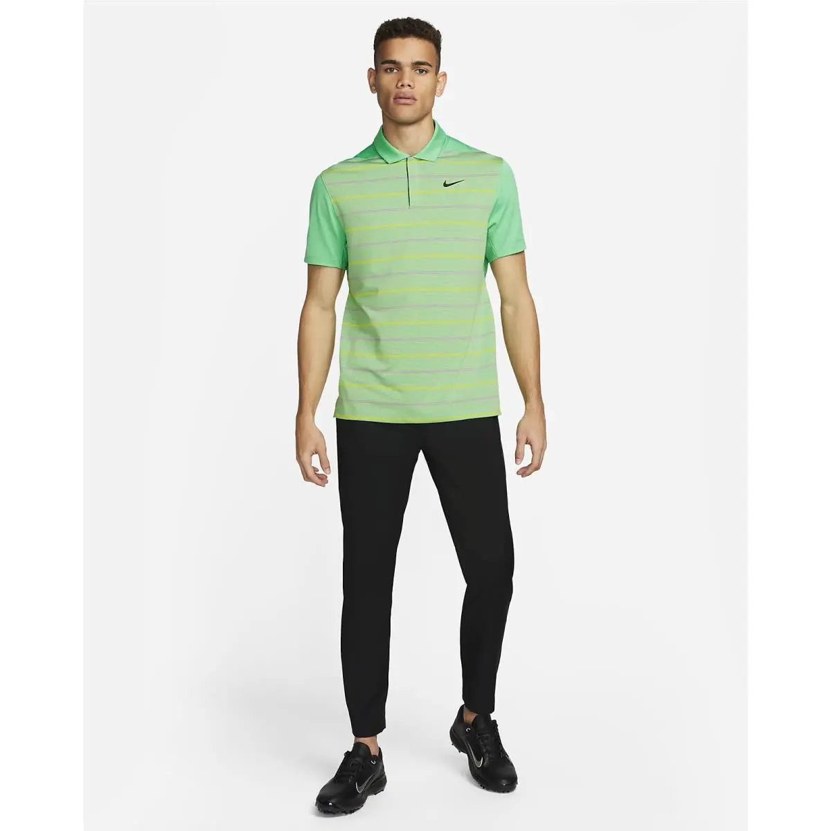 Nike clothing - TW Collection Stripped Polo - Collection Stripped Polo - DR5318363 - Spring Green / Ashen Slate / Bright Cactus Yellow / Black 10