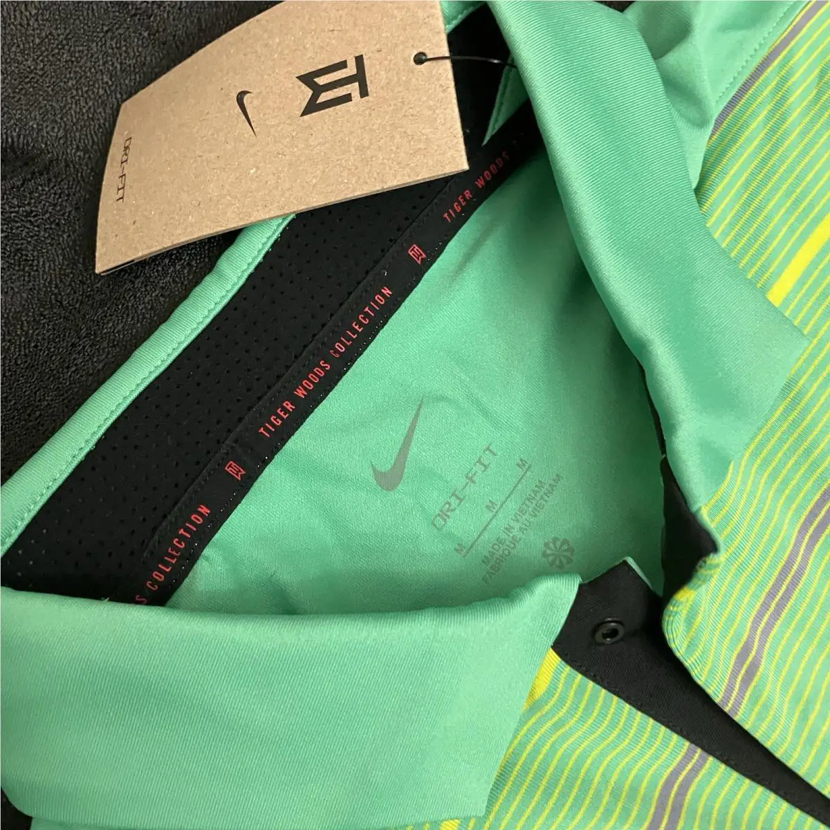 Nike clothing - TW Collection Stripped Polo - Collection Stripped Polo - DR5318363 - Spring Green / Ashen Slate / Bright Cactus Yellow / Black 12