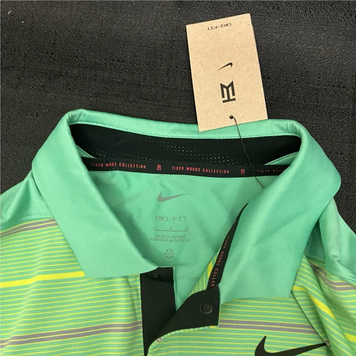 Nike clothing - TW Collection Stripped Polo - Collection Stripped Polo - DR5318363 - Spring Green / Ashen Slate / Bright Cactus Yellow / Black 11