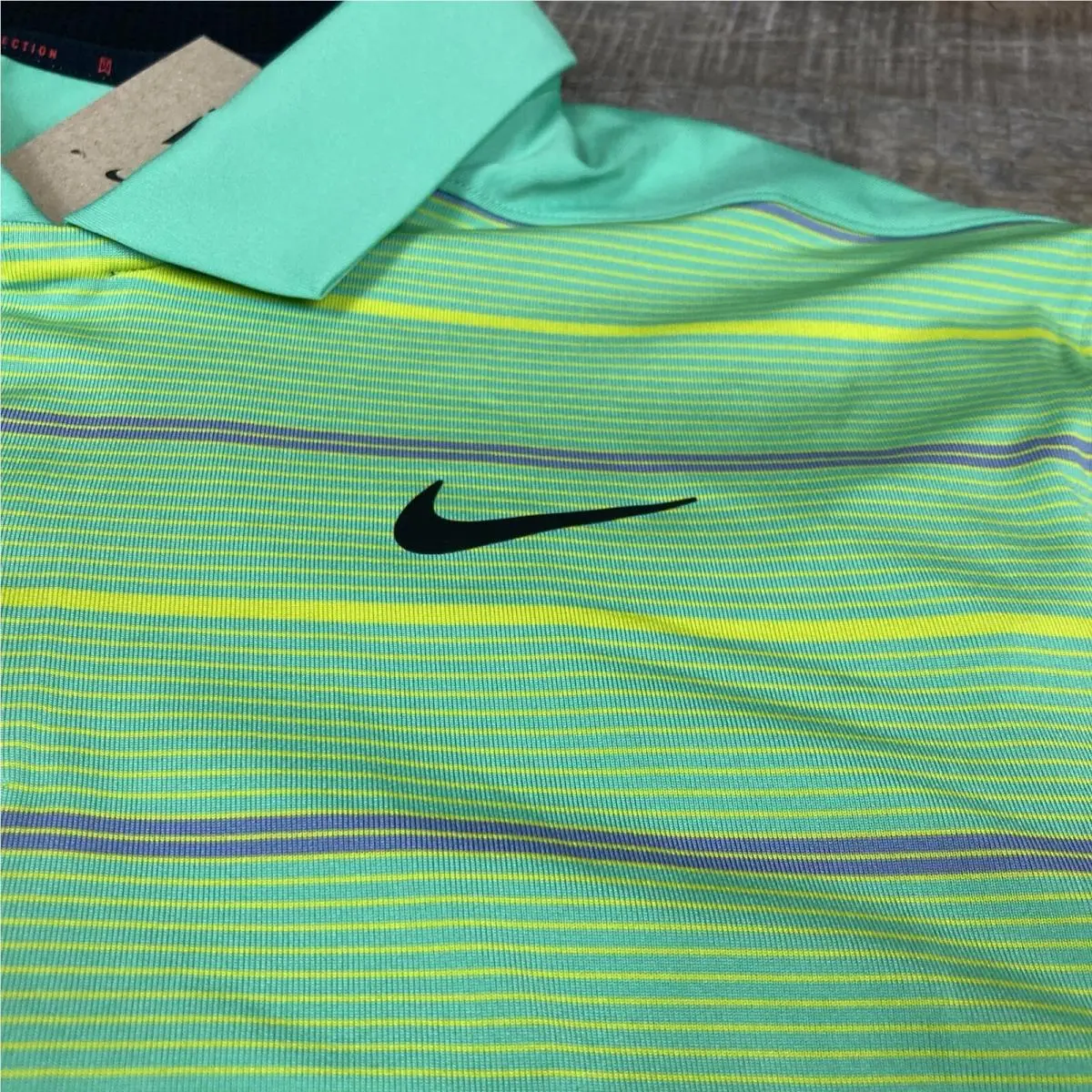 Nike clothing - TW Collection Stripped Polo - Collection Stripped Polo - DR5318363 - Spring Green / Ashen Slate / Bright Cactus Yellow / Black 4