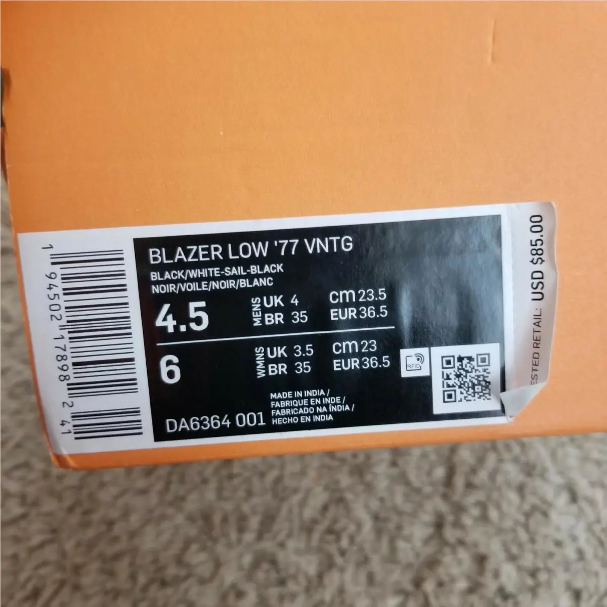 Nike shoes - Nike Blazer 77 - Blazer - DA6364 001 - Black (UPC: 194502179156) 4