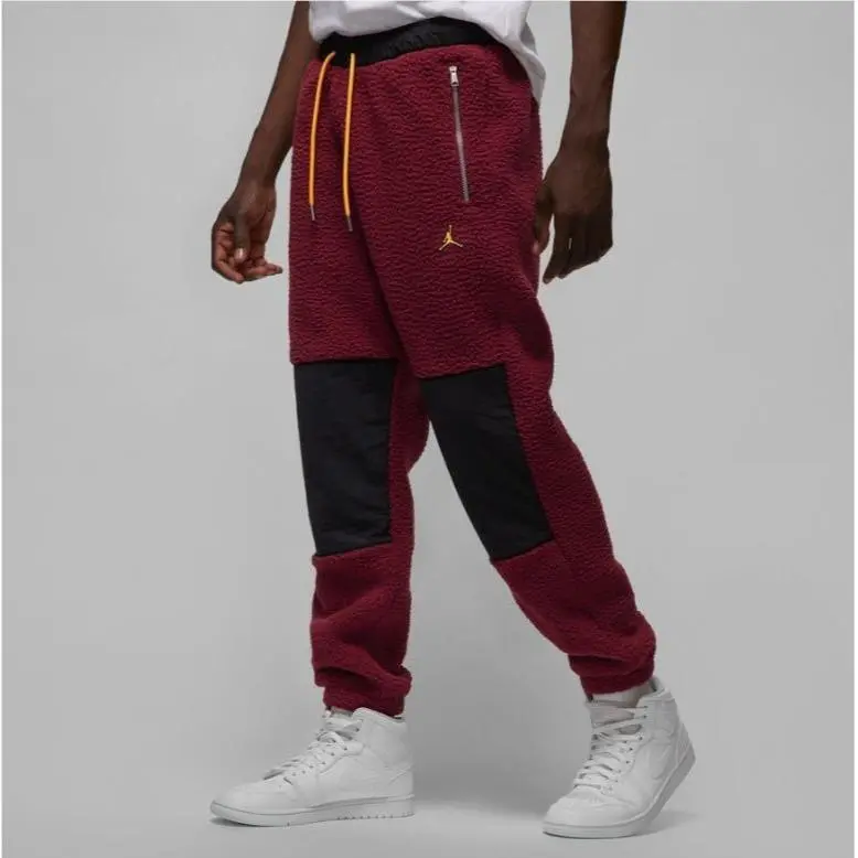 Nike Air Jordan Joggers Red Winter Sherpa Pants Taper Pockets Large DV1569-680