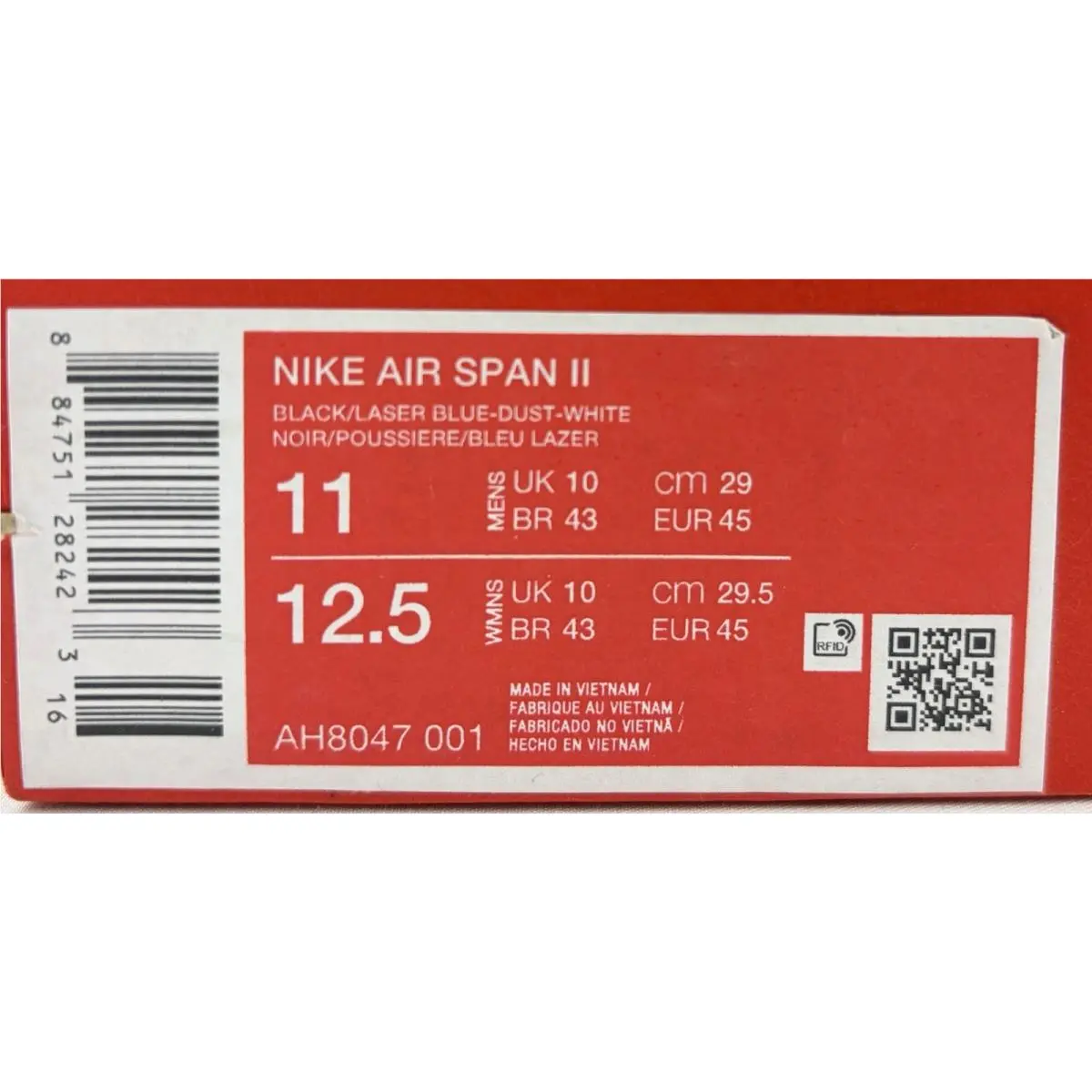 Nike shoes - Nike Air Span - Air Span - AH8047-001 - Black/Laser Blue/White (UPC: 884751282423) 14