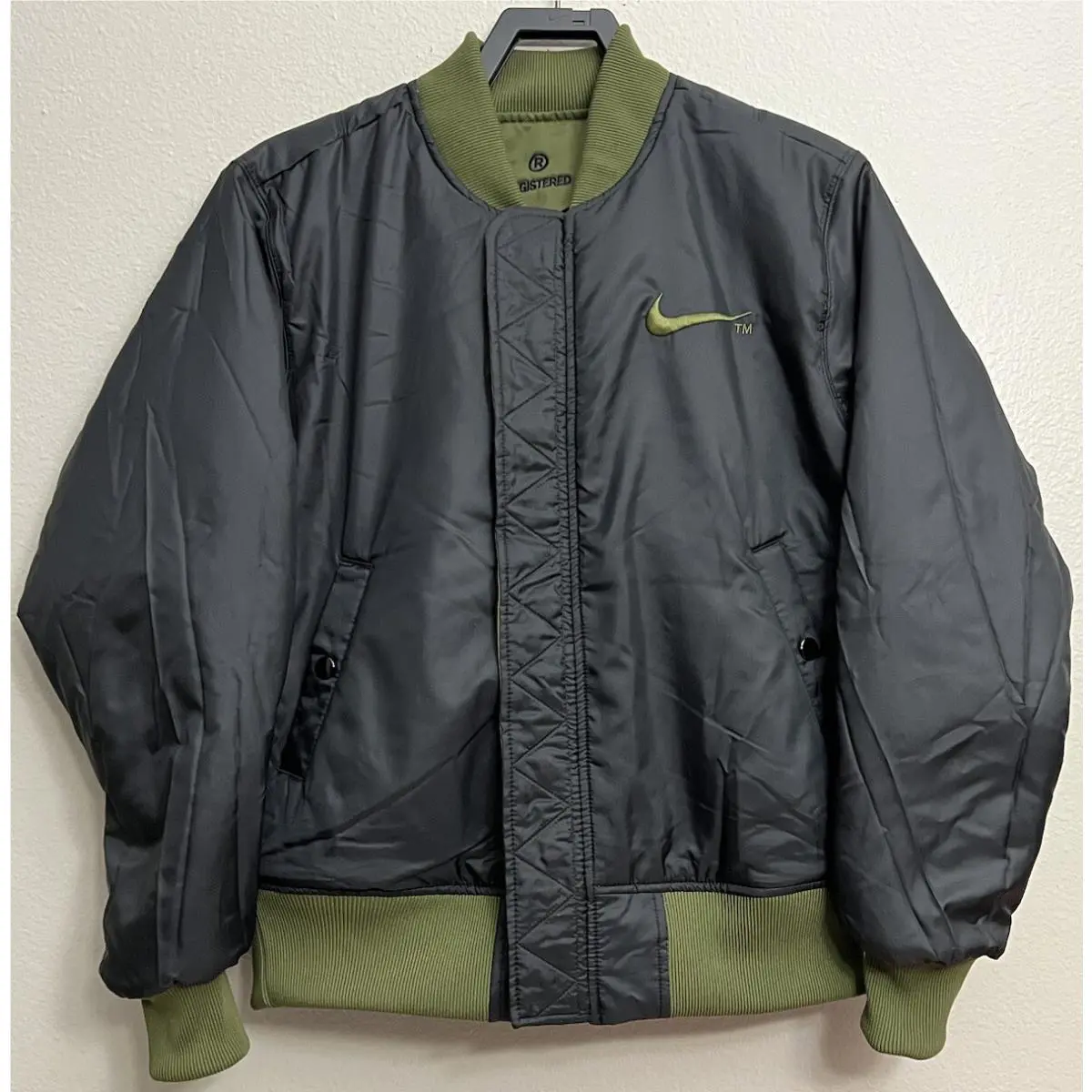 Nike clothing - Nike Sportswear Therma-Fit Big Swoosh Reversible Bomber Jacket - DD6055-326 - Rough Green (UPC: 195242696590) 6