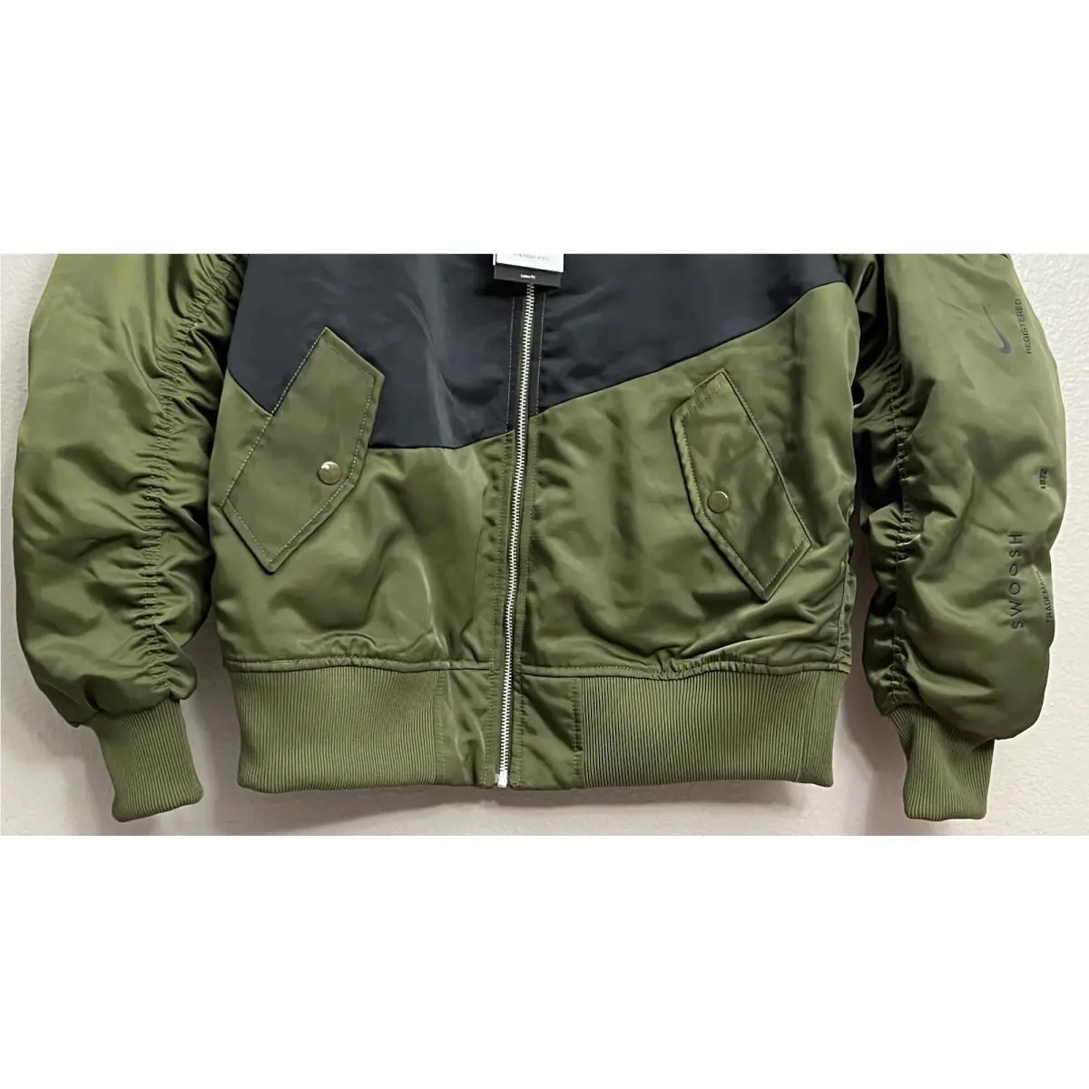 Nike clothing - Nike Sportswear Therma-Fit Big Swoosh Reversible Bomber Jacket - DD6055-326 - Rough Green (UPC: 195242696590) 1