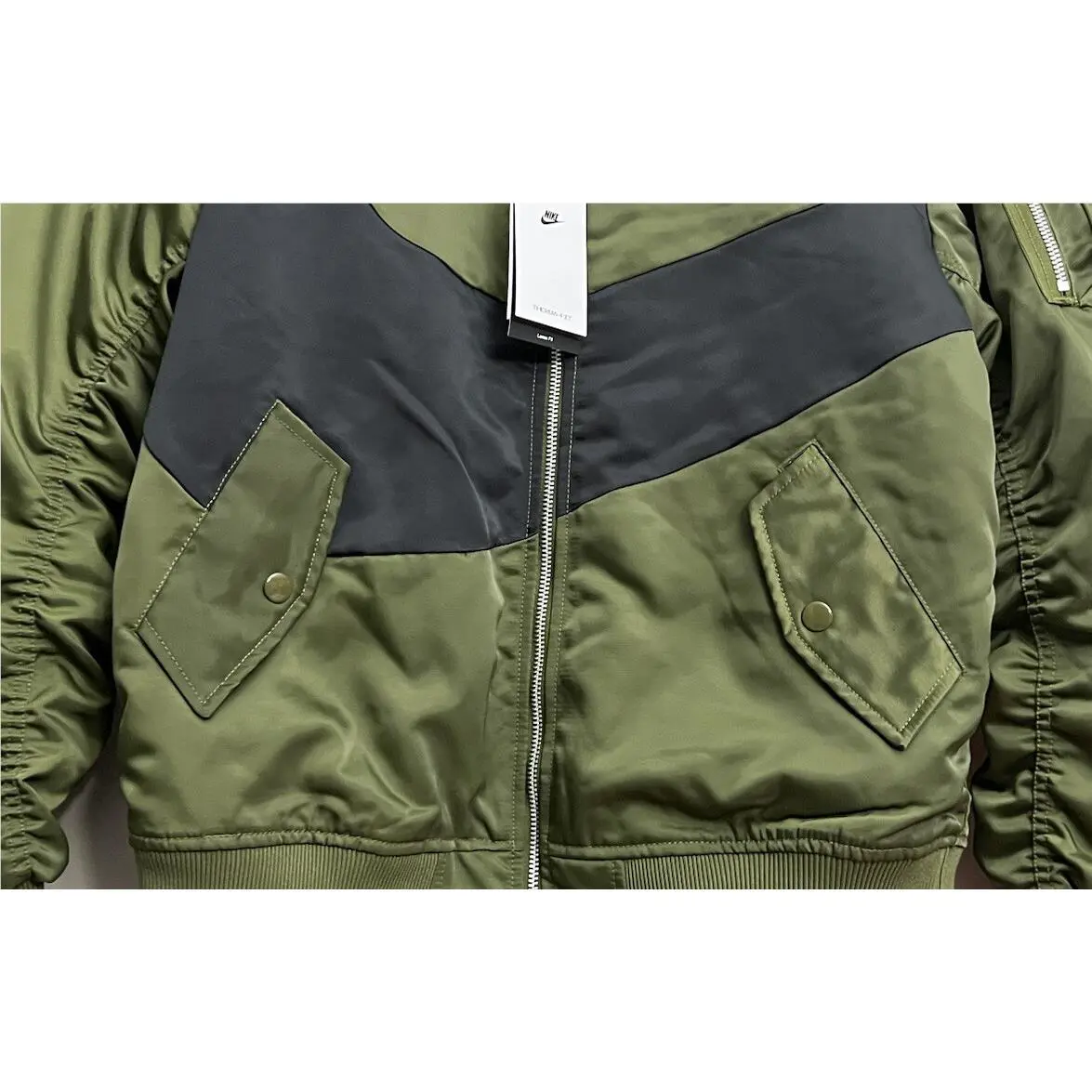 Nike clothing - Nike Sportswear Therma-Fit Big Swoosh Reversible Bomber Jacket - DD6055-326 - Rough Green (UPC: 195242696590) 5