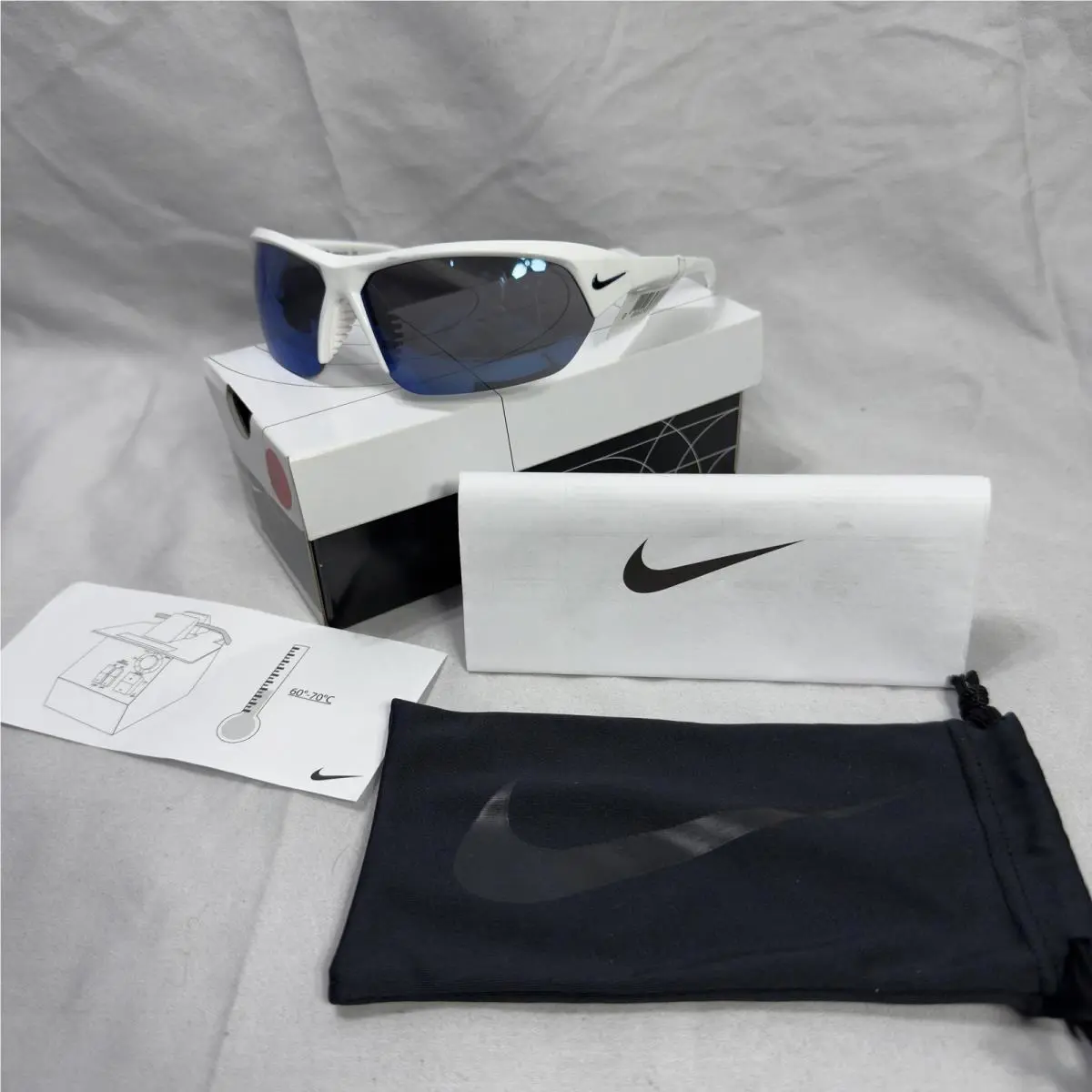 Nike Skylon Ace Sunglasses Mens White Blue Mirror Wrap Sport Italy EV1125 104