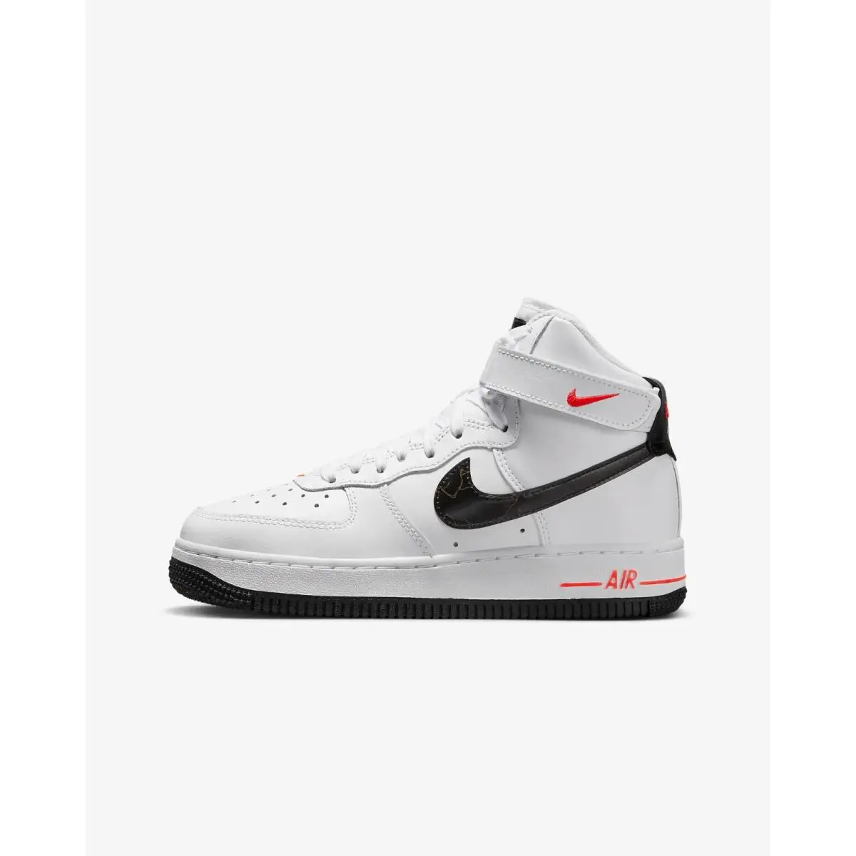 Nike Air Force 1 High Top White Crimson Black FD1019 100 - Size 6Y / 7.5 Womens