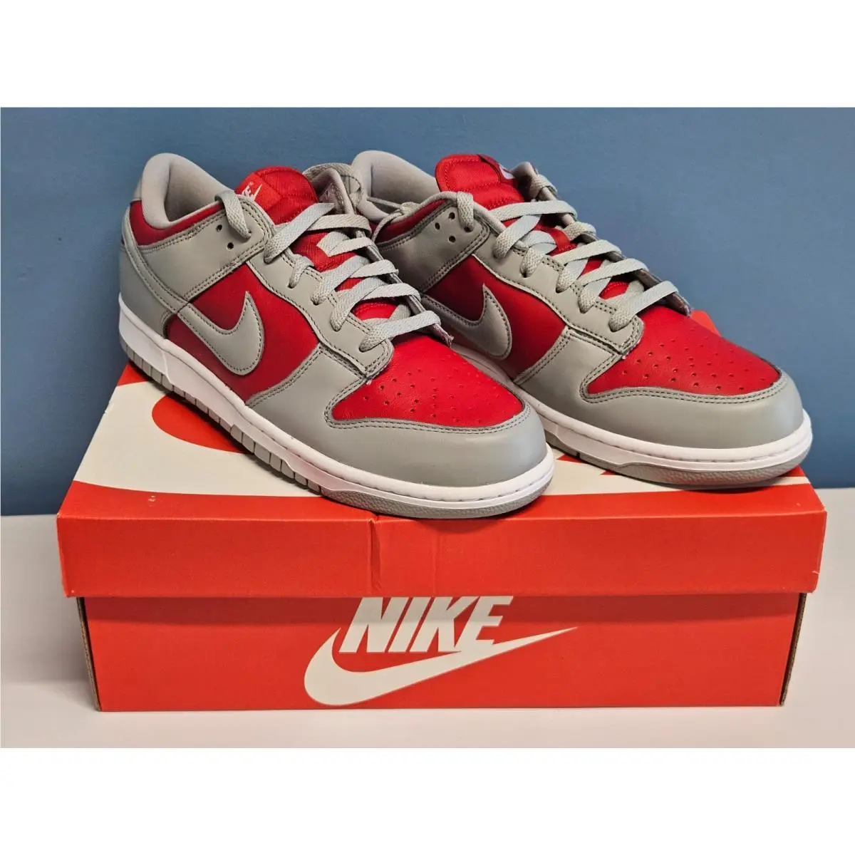 Nike Dunk Low QS Red/silver-white Size 11 Men or Size 12.5 Women Sneakers
