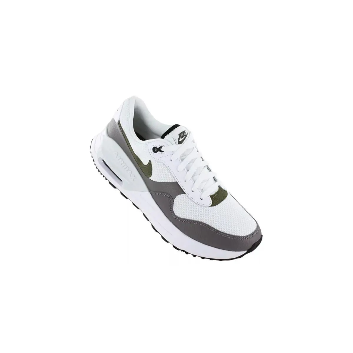 Nike Air Max System Men`s Shoes - White/Medium Olive-Black
