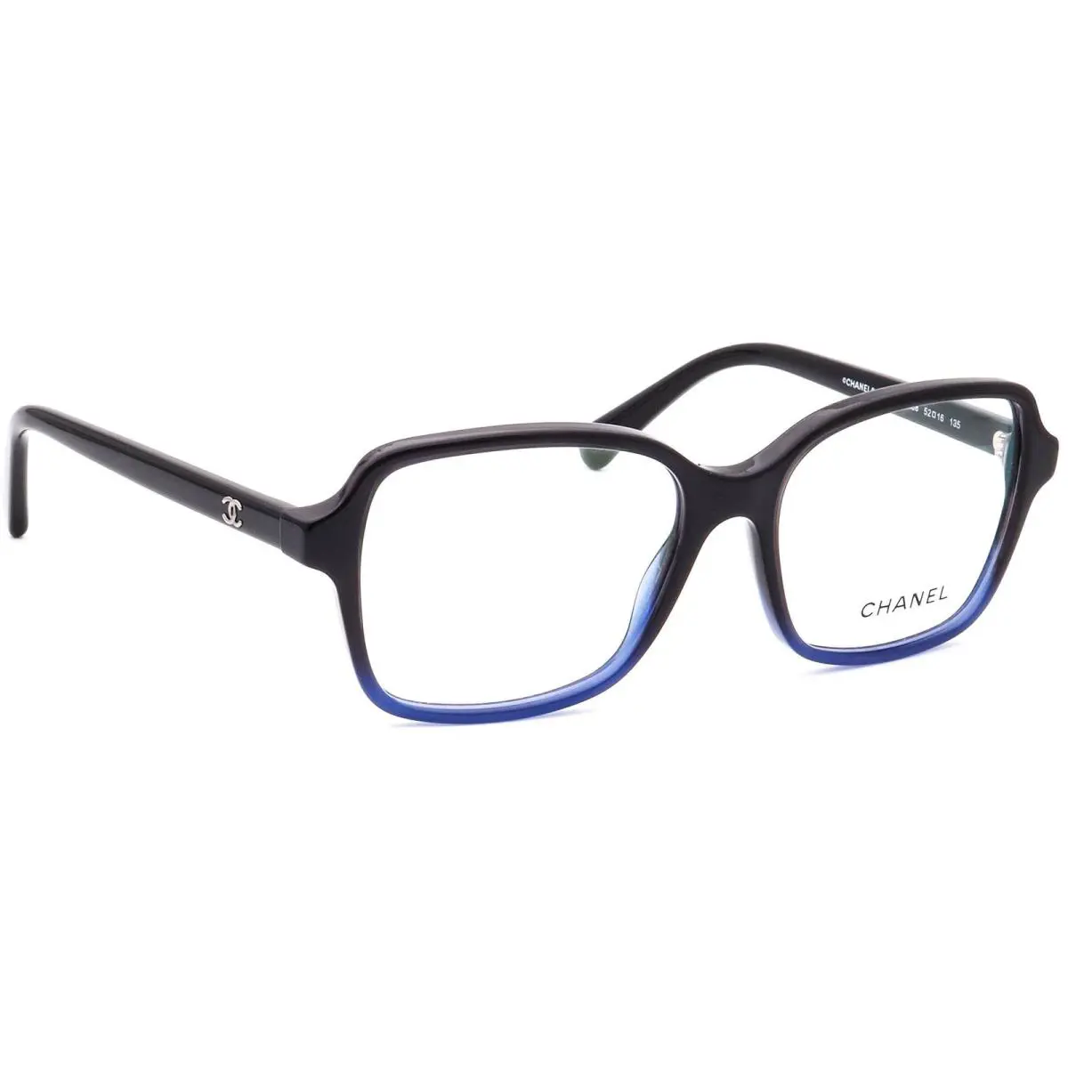 Chanel Eyeglasses 3339 c.1558 Black Blue Fade Square Frame Italy 52 16 135