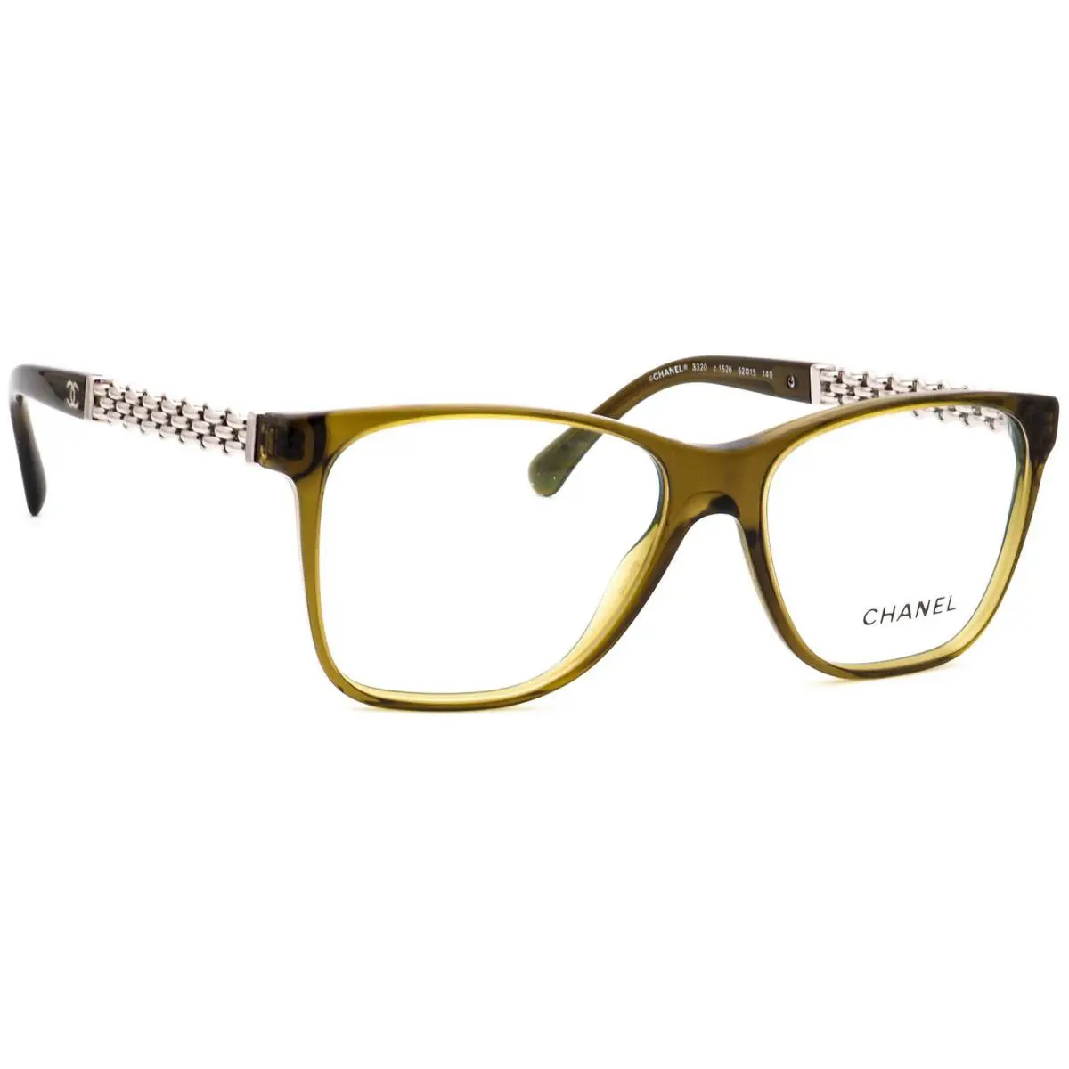 Chanel Eyeglasses 3320 c.1526 Crystal Olive Square Frame Italy 52 15 140