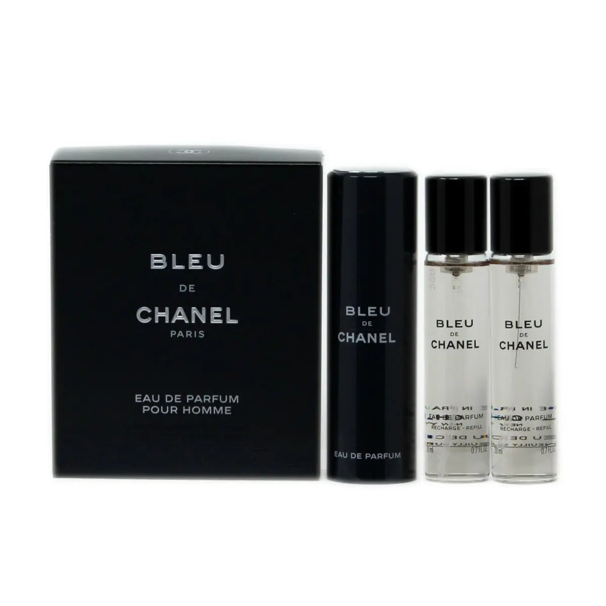 Chanel Bleu DE Chanel Pour Homme Eau DE Parfum Travel Spray Two Refills 3x20ML