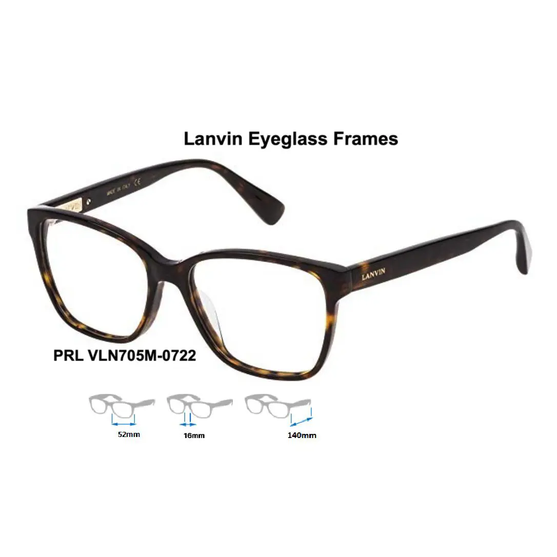 VLN705M Eyeglass Frames Multiple Colors Size 52mm VLN705M-0722 (Tortoise) by Lanvin