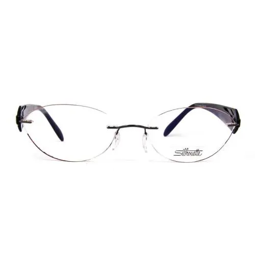 6699 Unisex Rimless Oval 6051 6052 6053 Eyeglasses Light Frames Black, Gray & Gunmetal (6053) by Silhouette