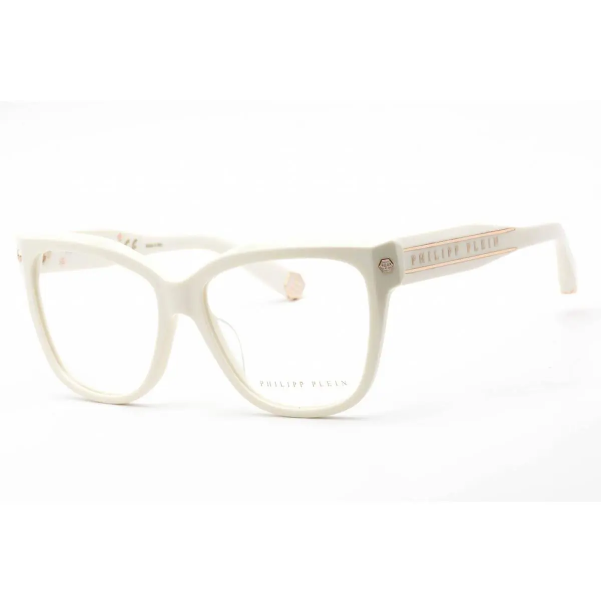 Women`s Eyeglasses Full Rim Shiny Cream Plastic Frame VPP051M 03GF by Philipp Plein
