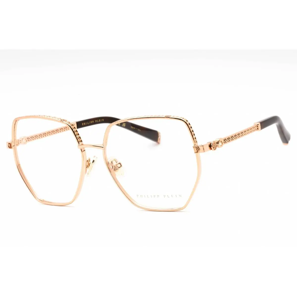 Women`s Eyeglasses Shiny Copper Gold Metal Geometric VPP054S 08FC by Philipp Plein