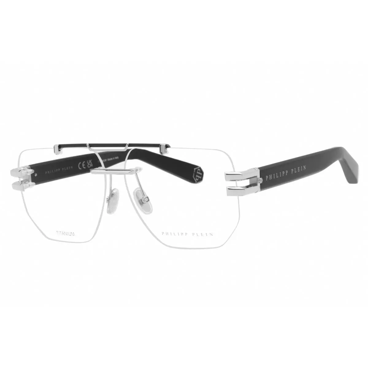 VPP087M 0K07 Eyeglasses Palladium Frame 61mm by Philipp Plein