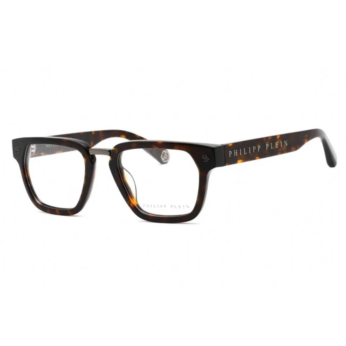 Philipp Plein VPP055W 0722 Shiny Dark Havana Eyeglasses 51-21-145 - Frame: Shiny Dark Havana, Lens: Clear Demo Lenses, code: 0722