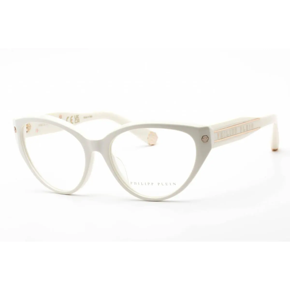 Women`s Eyeglasses Shiny Cream Plastic Cat Eye Frame VPP052M 03GF by Philipp Plein