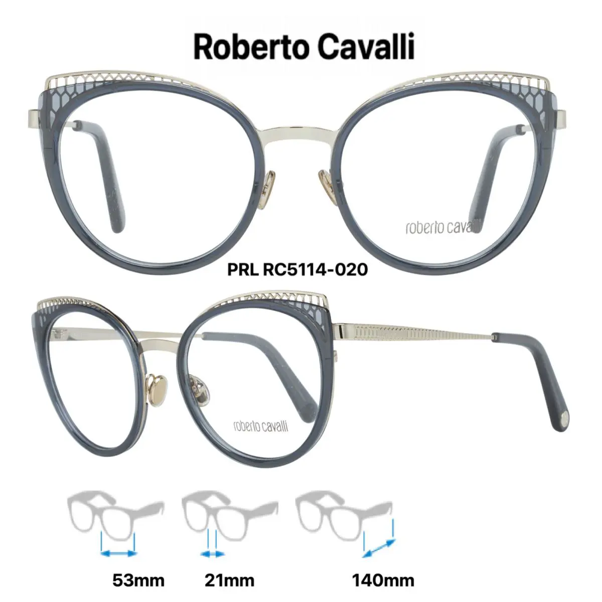 RC5114 Women`s Eyeglass Frames Multiple Colors Size 53MM RC5114-020 (Gray) by Roberto Cavalli