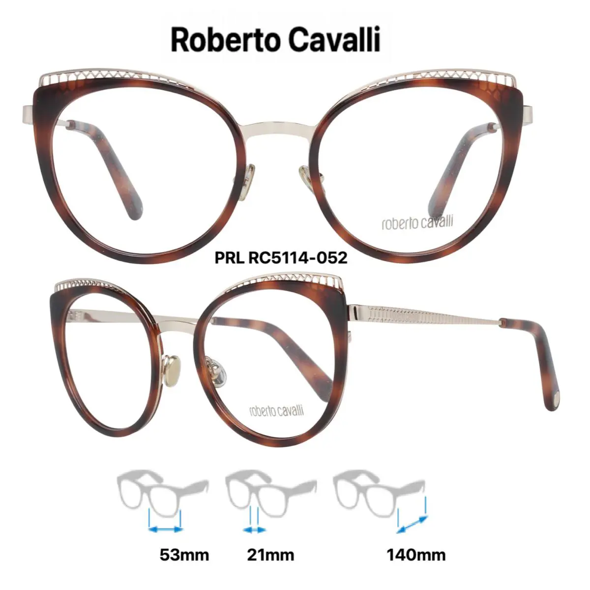 RC5114 Women`s Eyeglass Frames Multiple Colors Size 53MM RC5114-052 (Havana) by Roberto Cavalli