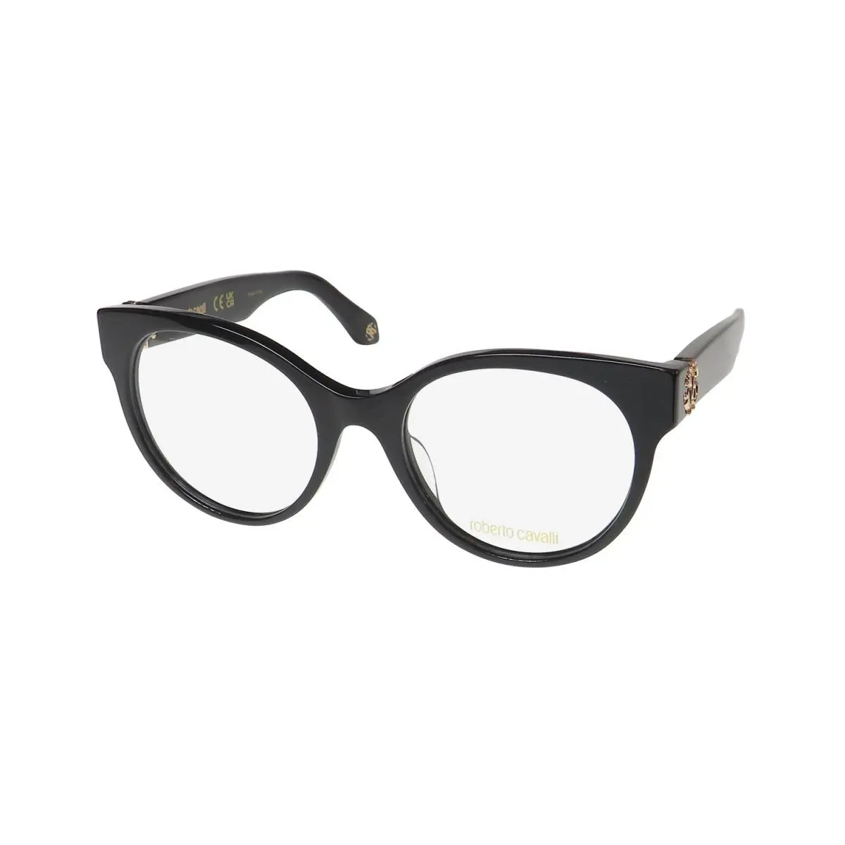 VRC027 Eyeglass Frame Italy Womens Round 52-19-135 Black by Roberto Cavalli