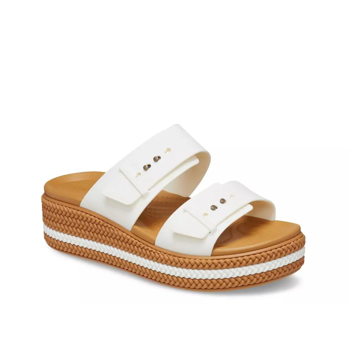 Woman`s Sandals  Brooklyn Woven Low Wedge Sandal Chalk by Crocs