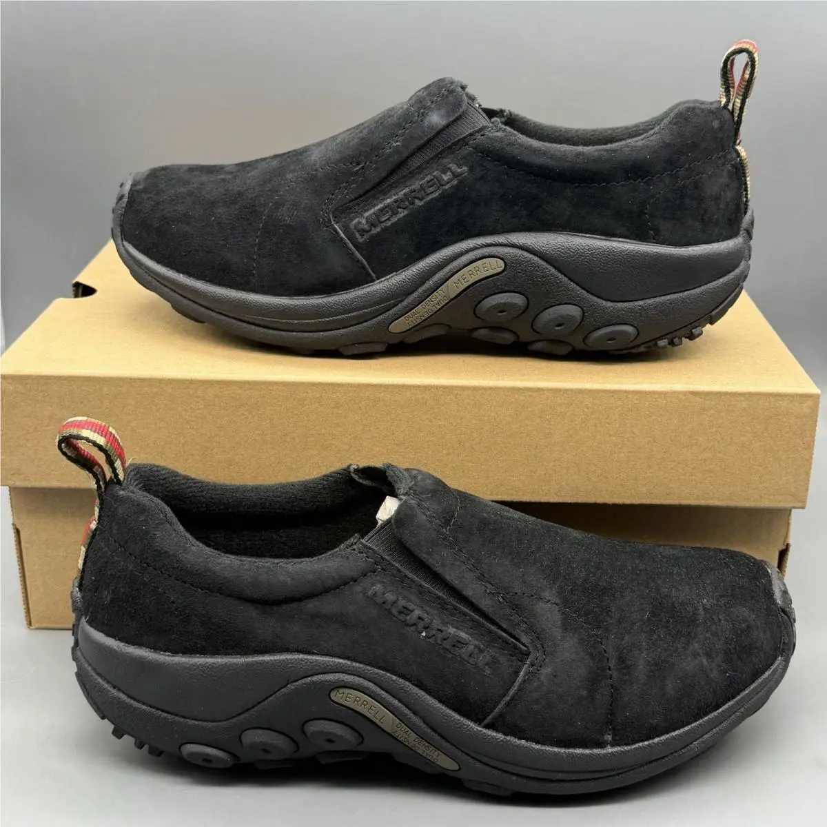 Merrell Jungle Moc Mens 8 Suede Slip On Trail Loafers Shoes ‘midnight’ Black