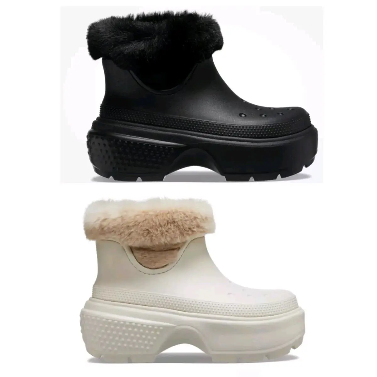 Unisex Crocs Stomp Fur Lined Boots Black or Stucco Womens 10 - Stucco
