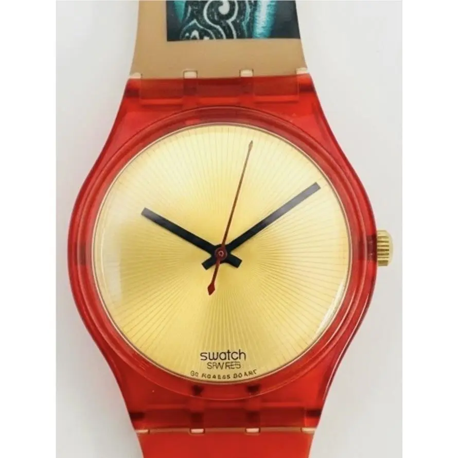 Swatch Watch Kimiko GR123 1995 Standard Gents 34mm Mirror Gold Dial Nos