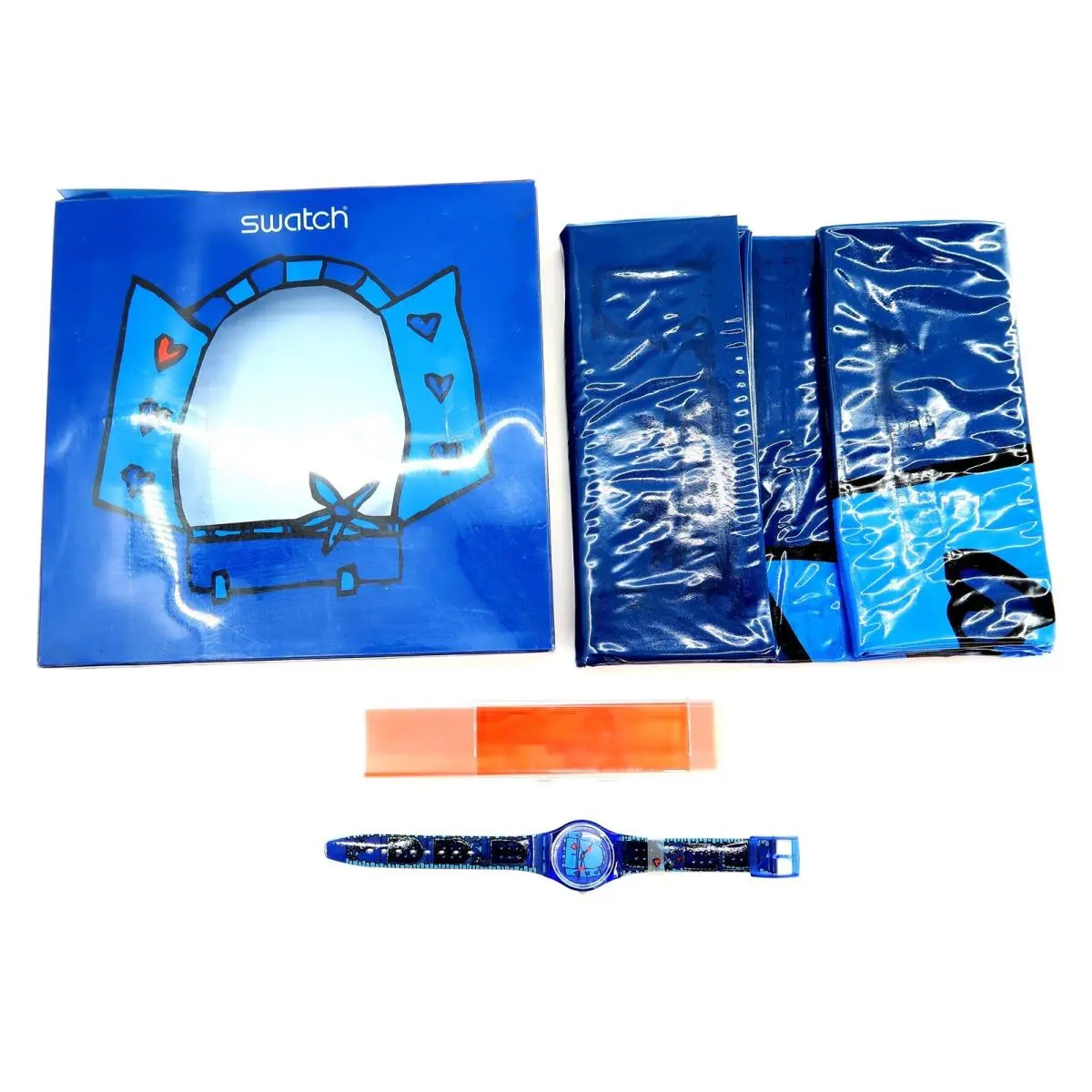 Swatch Watch Amour Total GN196PACK Worldwide Packaging 2001 Albin Christen - Dial: Blue, Band: Blue, Bezel: Clear