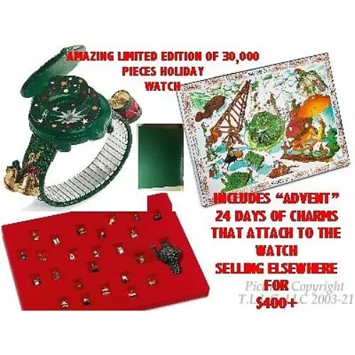 24 Days OF Advent Pop Christmas 1997 GZ900  Watch W/24 Charms-lights-up by Swatch
