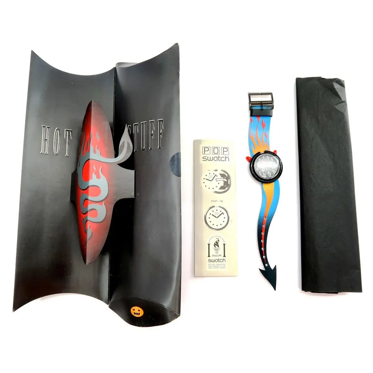 Swatch Pop Watch Hot Stuff Devil PMB103 Halloween 1995 Special Package Set N1