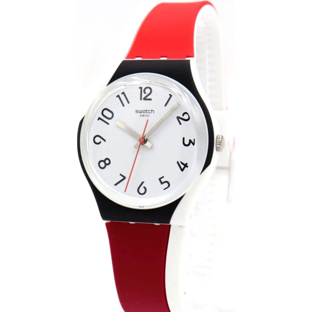 Swiss Swatch Redtwist Silicone Easy Reader Watch 34mm GW208