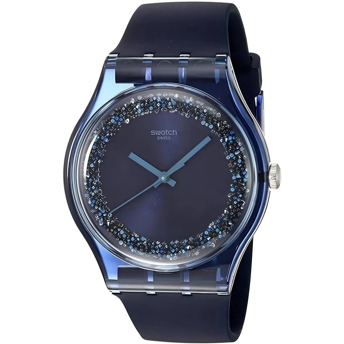 Women`s Watch Think Fun Blusparkles Blue Dial Silicone Strap SUON134 by Swatch