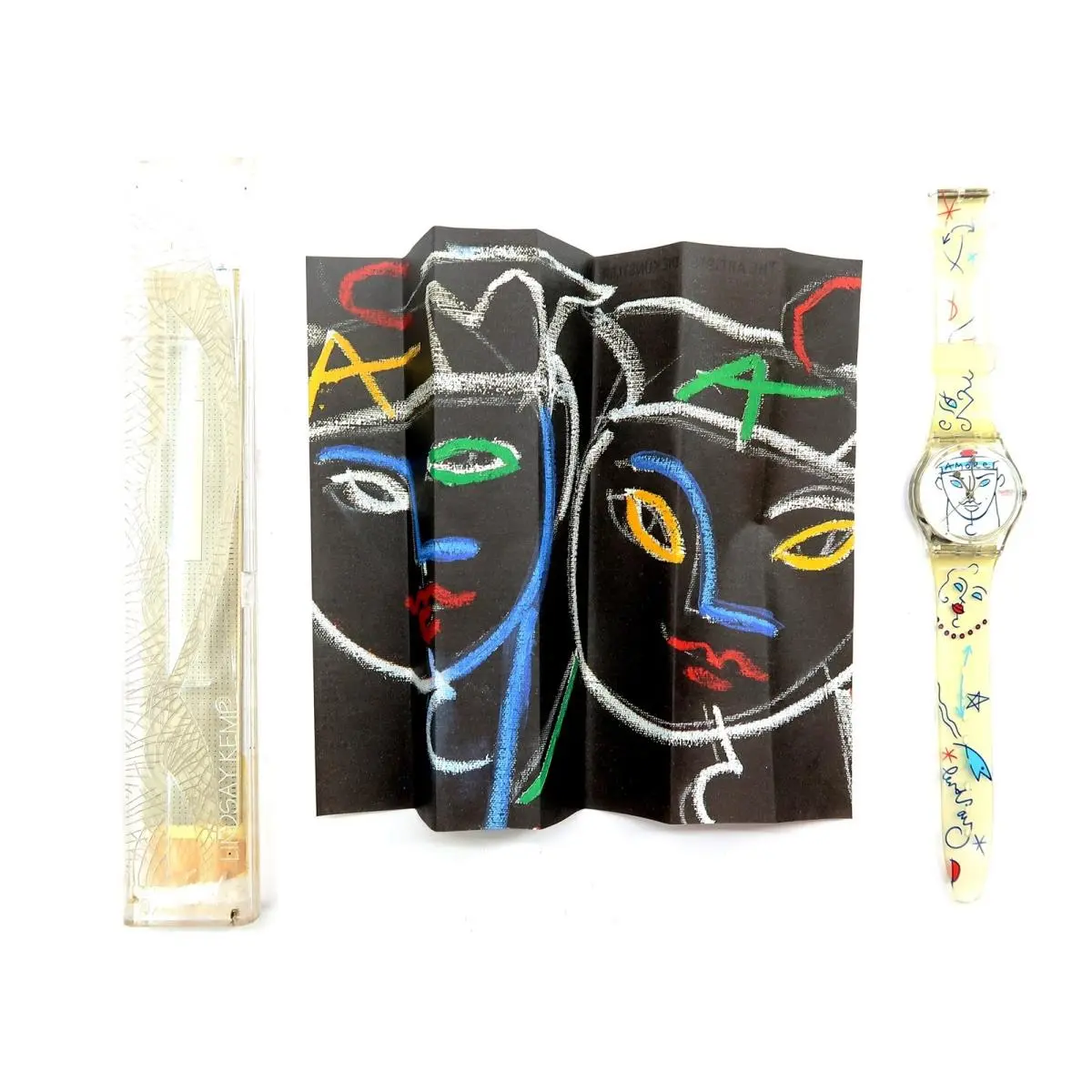 Swatch Watch Flowers GK207 by Lindsay Kemp 1995 with Case Print Papers