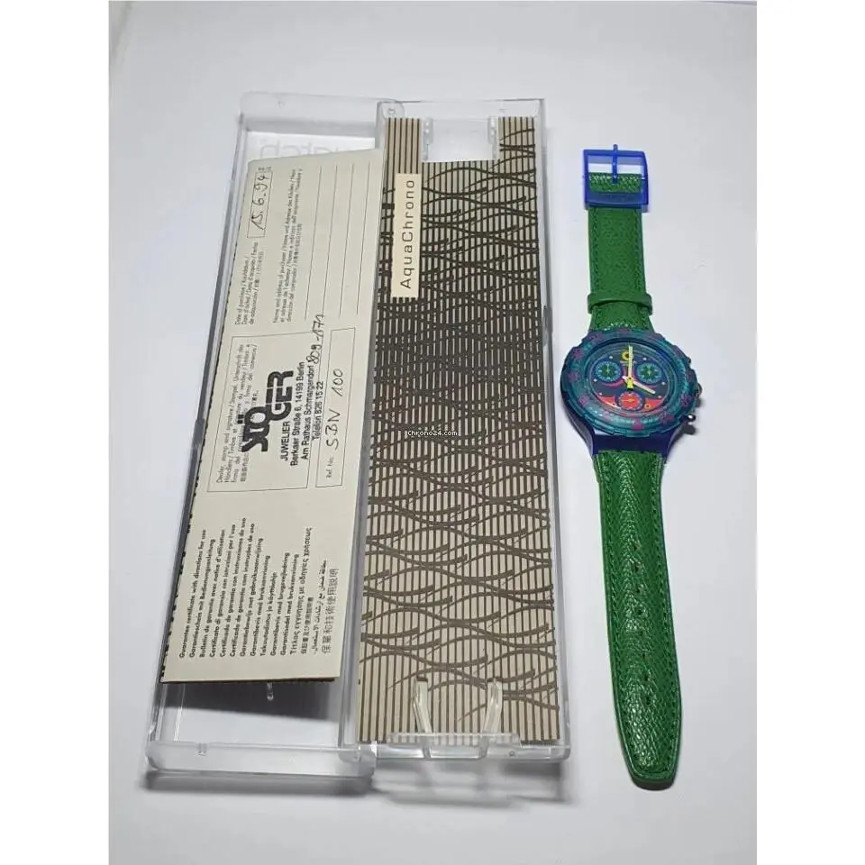 Swatch Blue Sky Aqua Chrono 1993 SBN100 Encased Swiss Watch Offer