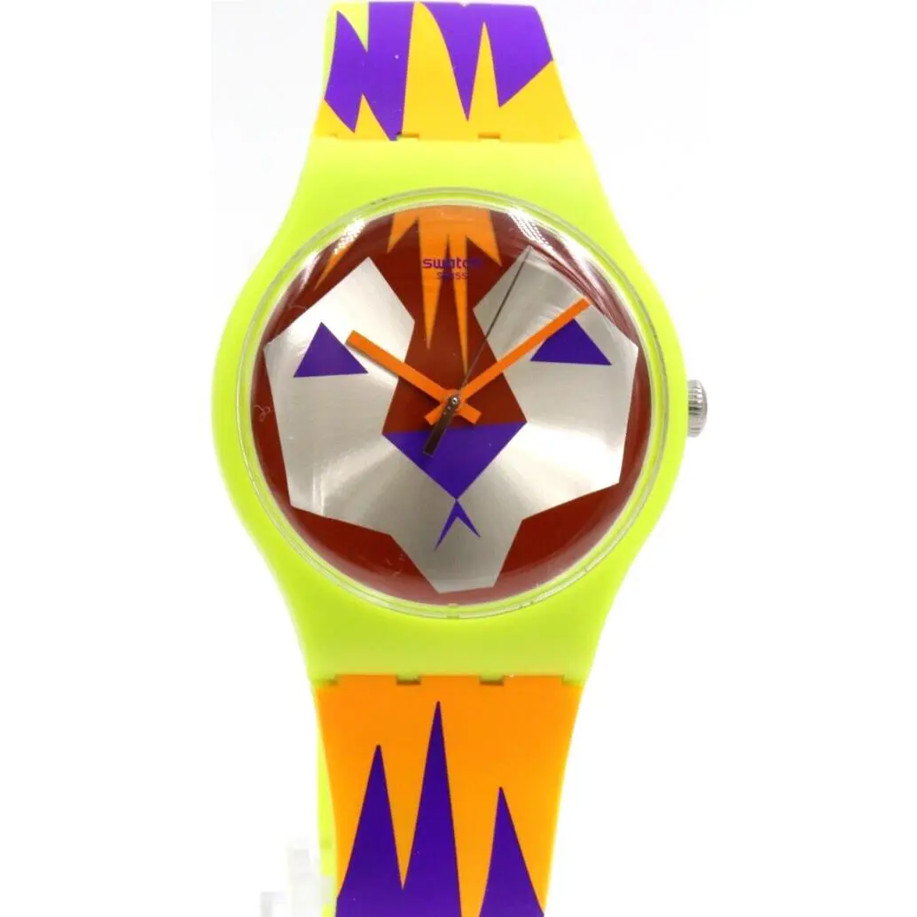 Swiss Swatch Originals Moofasa Green Lemon Silicone Watch 42mm SUOJ106